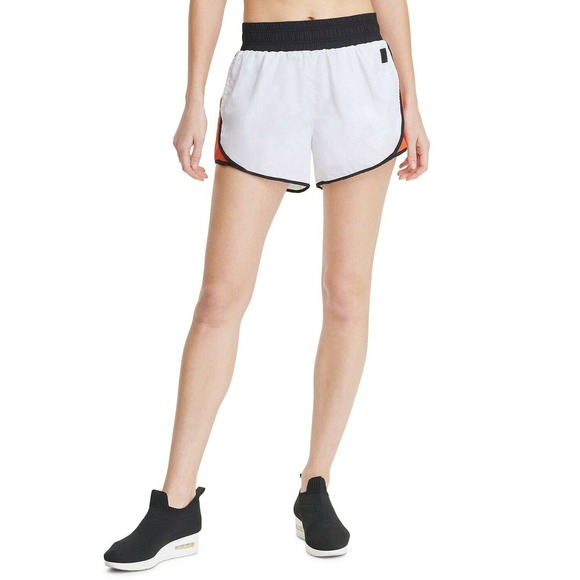 DKNY Sport Colorblocked White Orange High-Waist Workout Running Shorts XS - Picture 3 of 5